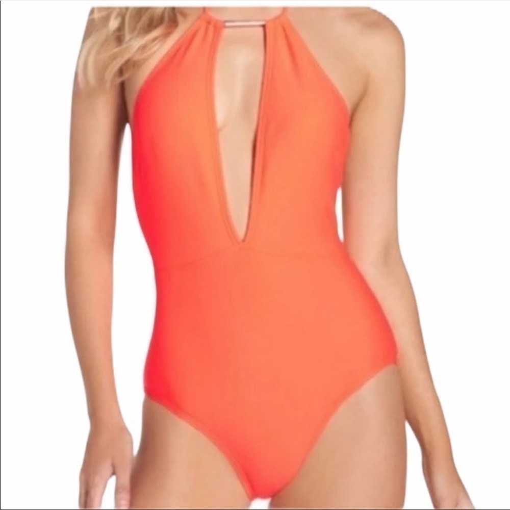 Ted Baker Halter Deep V Neck One Piece Swimsuit Size US 2